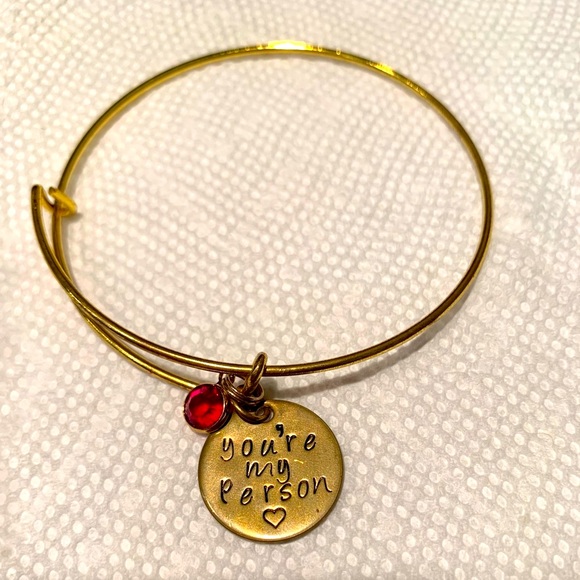 “You’re My Person” charm with red stone bangle - Picture 1 of 1